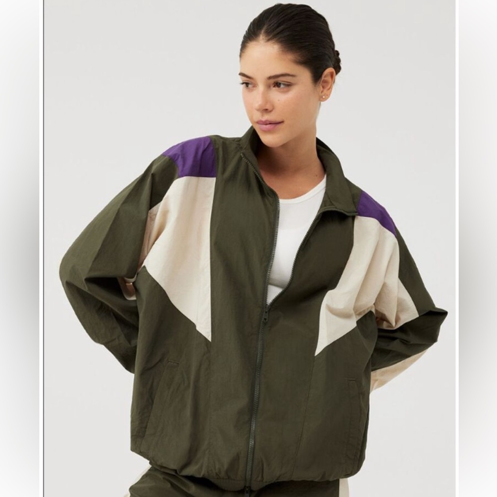 Outdoor Voices Green and Purple Track Jacket